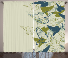 Flock of Flying Pigeons Curtain
