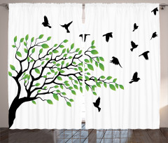 Flying Birds Spring Peace Curtain