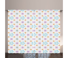 Doodle Flowers Symmetry Art Curtain