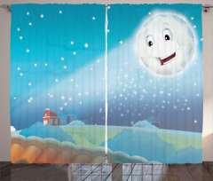 Cartoon Lunar Smiling Curtain