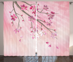 Tree Branch with Flowers Curtain