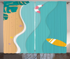 Aerial Cartoon Sea and Beach Curtain