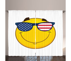 USA-Themed Emoji Sun Face Curtain