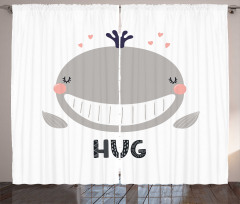 Cheerful Whale Hug Lettering Curtain