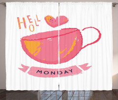 Hello Monday Text and a Mug Curtain