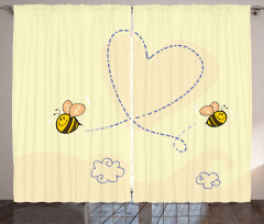 Buzzing Flies Heart Shape Curtain