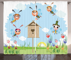 Cheerful Meadow Landscape Curtain