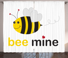 Bee Mine Romantic Cartoon Curtain