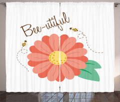 Bee-utiful Floral Scene Curtain