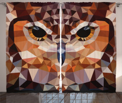 Geometric Mosaic Owl Art Curtain
