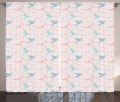 Flying Bird Branches Graphic Curtain