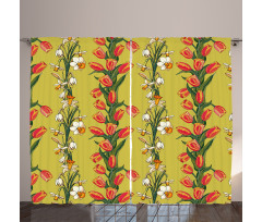 Tulips and Daffodils Pattern Curtain