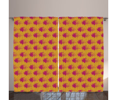 Grunge Perennial Flowers Curtain