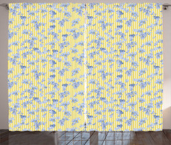 Forget Me Not Flowers Lines Curtain