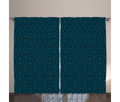 Dark Tones Flowers Lattice Curtain