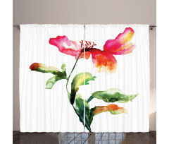 Flowering Poppy Curtain