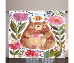 Bear with Flowers Curtain