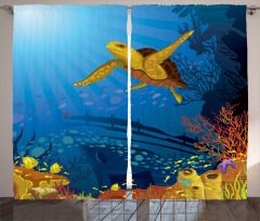 Coral Reef Fish Turtle Curtain