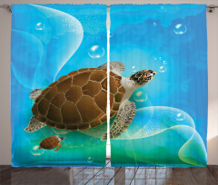 Swimming Turtle Family Curtain