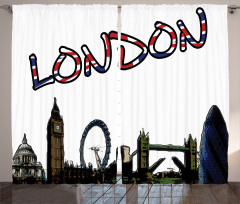 London Tower Cartoon Curtain