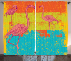 Retro Vintage Flamingo Curtain