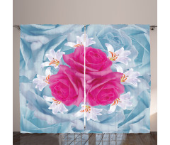 Graphic Roses and Lilies Curtain