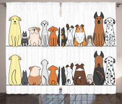 Dog Family in a Row Curtain