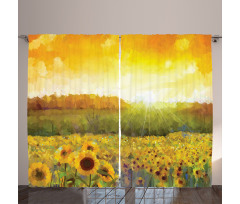 Golden Sunflower Field Curtain