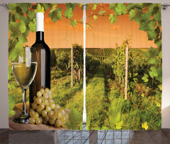 Bottle Grapes Sunset Curtain
