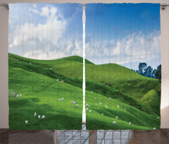 Sheep and Blue Sky Curtain