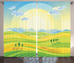 Sunny Rural Scenery Curtain