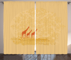 Retro Safari Giraffes Curtain
