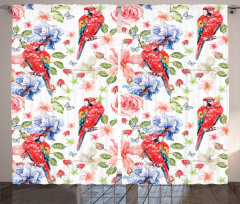 Parrots Iris and Roses Curtain