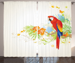 Parrot Tree Branch Flora Curtain