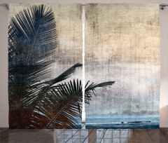 Grunge Palm Trees Art Curtain