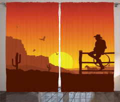 Wild West Sunset Scene Curtain