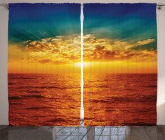 Sunset Seaside Clouds Curtain