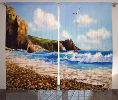 Sea Coast by Beach Rock Curtain