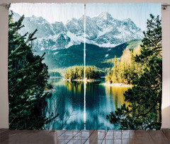 Mountain Frozen Lake Curtain