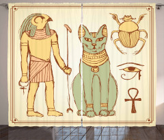 Ancient Cat Figure Curtain