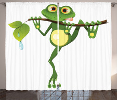 Frog on Branch Jungle Curtain