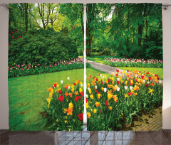 Garden with Tulips Trees Curtain