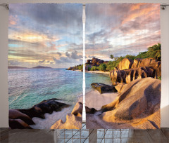 Rock Sandy Beach Island Curtain