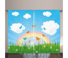 Meadow Butterfly Rainbow Curtain