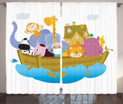 Boat Journey Cartoon Curtain