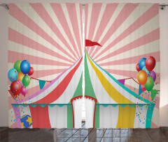 Vintage Circus Balloons Curtain