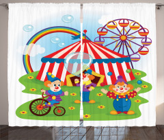 Fun Circus Scene Clowns Curtain