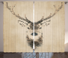 Deer Portrait with Dots Curtain