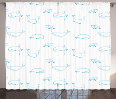 Simple Drawing Mammal Fish Curtain