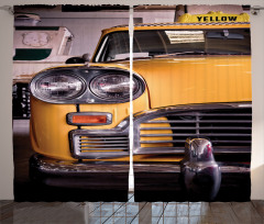 Antique Yellow Taxi Curtain